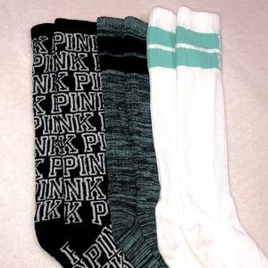 3 Pairs of Victoria Secret PINK Ribbed Long Socks